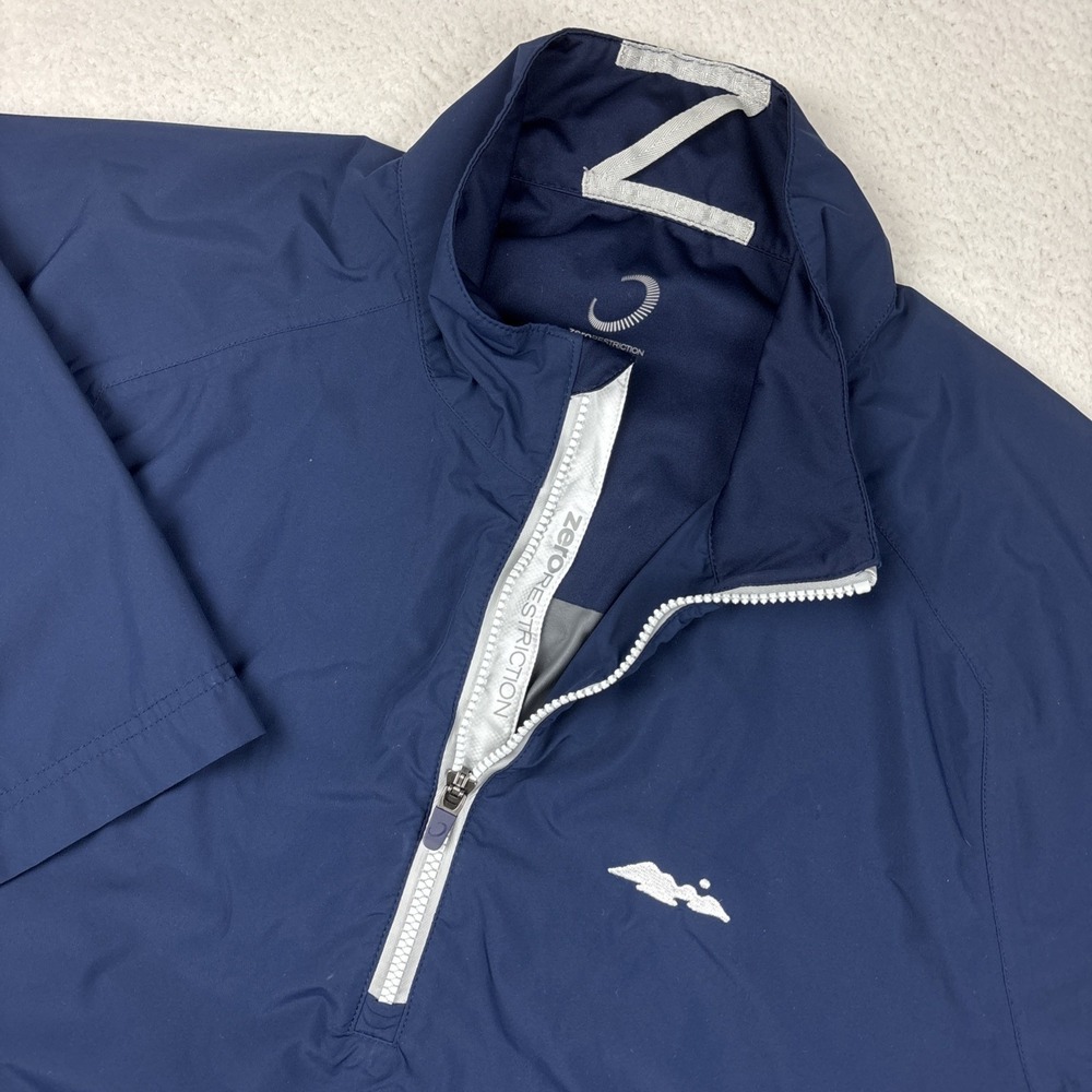 ZERO RESTRICTION 'Power Torque Waterproof 1/4 Zip' Mens XL Blue Half Sleeve Golf